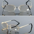 thumbnail image 2 of Womens Mens Rimless Reading Glasses Tinted Metal High Quality Readers, 2 of 3