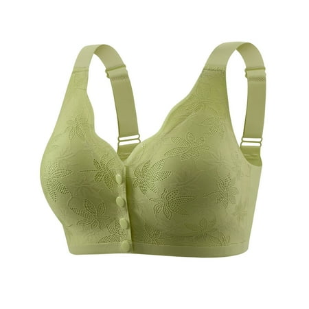 Fsqjgq Plus Size Lace Wireless Bras for Women Soft Gathering Push Up Bra Comfort Underwear Tank Top Front Closure Full Coverage Sports Bras XXL