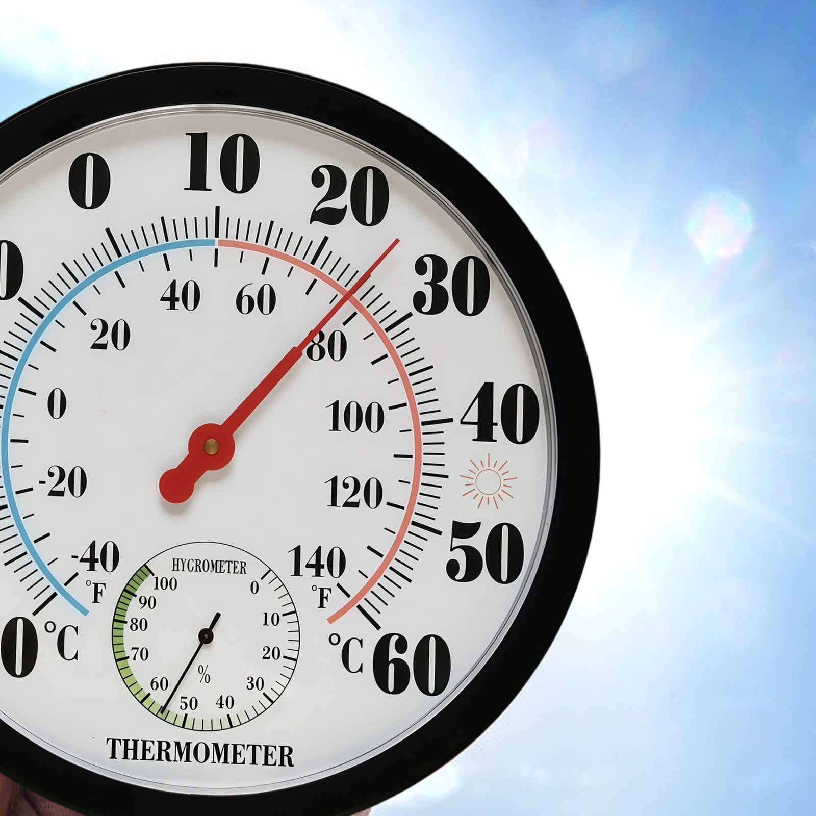 LLDYYDS 10 Inch Indoor Outdoor Thermometer Wall Large Numbers Thermometer No Battery 10" Hanging Digital Weather Hygrometers for Home Garden Outside Patio Decor