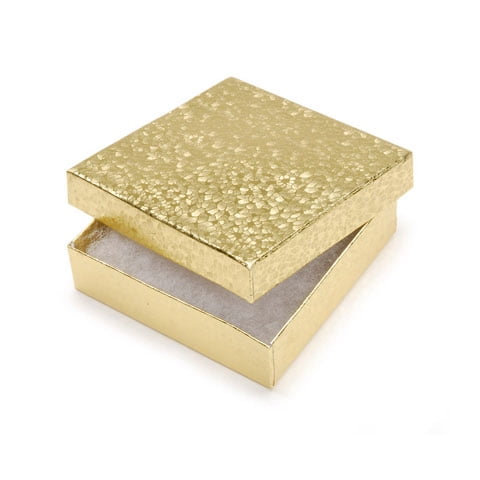 100 GOLD SWIRL COTTON FILLED GIFT BOXES 3 1/2" X 3 1/2" 