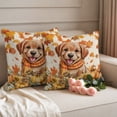 thumbnail image 2 of Orange Cute Dog Outdoor Pillow Covers 20"x20" Set of 2,Waterproof Throw Pillow Covers for Patio Furniture,Fall Pumpkins Maple Leaves Retro Pastoral Decorative Cushion Pillowcases for Garden Sofa, 2 of 9