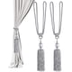 thumbnail image 1 of 1 par de lazos de cortina, clips de cortina de cuerda con bolas de cinta de borla hecha a mano, diseño compatible con la decoración de la ventana de la oficina del hogar (gris) Afortunado Sencillez, 1 of 5