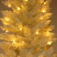 thumbnail image 4 of Canddidliike Clear Tied Prelit Incandescent Solid Print Flocked Pencil Artificial Fir Slim Christmas Tree, with Stand 7.5', 4 of 6