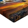 thumbnail image 2 of Ambesonne Travel Fitted Sheet, Night Scene with Plane, Queen Size, Orange Blue, 2 of 3