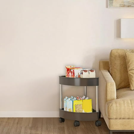 Bathroom Corner Storage Shelf Organizer 4-Tier Rolling Cart with Detachable Wheels Drainage Holes and Guardrails for Toiletries and Shower Supplies