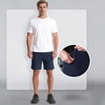 thumbnail image 2 of HKYNLAG Men's Athletic Running Shorts Quick Dry with Zipper Pockets Ice Silk Workout Gym Long Shorts with Zipper Pockets Navy M, 2 of 5
