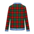 thumbnail image 4 of Womens Sweatshirts Lightweight Patchwork Checkered Lapel Collar Pullover Tops Vintage Streetwear Shirts (M, Wine), 4 of 5