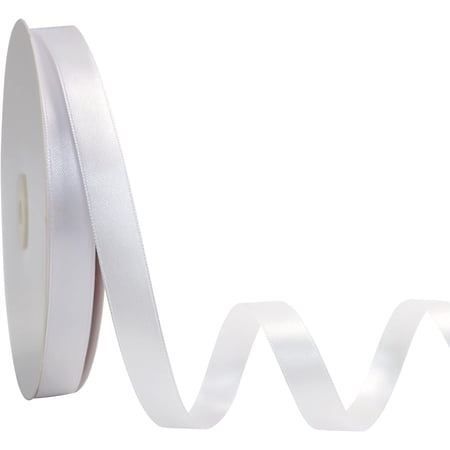 3/8 inch Wide 100 Yards Double Face White Satin Ribbon White Fabric Ribbon for Gift Wrapping Very Suitable for Weddings Decoration Bouquet Balloons Arts Craft Sewing Hair Bow Invitation