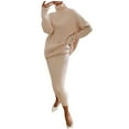 thumbnail image 1 of Chandails à Col Roulé pour Femmes Manches Longues Femmes Décontracté Tricot Uni Amincissant Enveloppe de Hanche Chandails à Col Roulé Jupe Ensemble Chandails pour Femmes Décontracté Femmes Col Roulé Manches Longues, 1 of 5