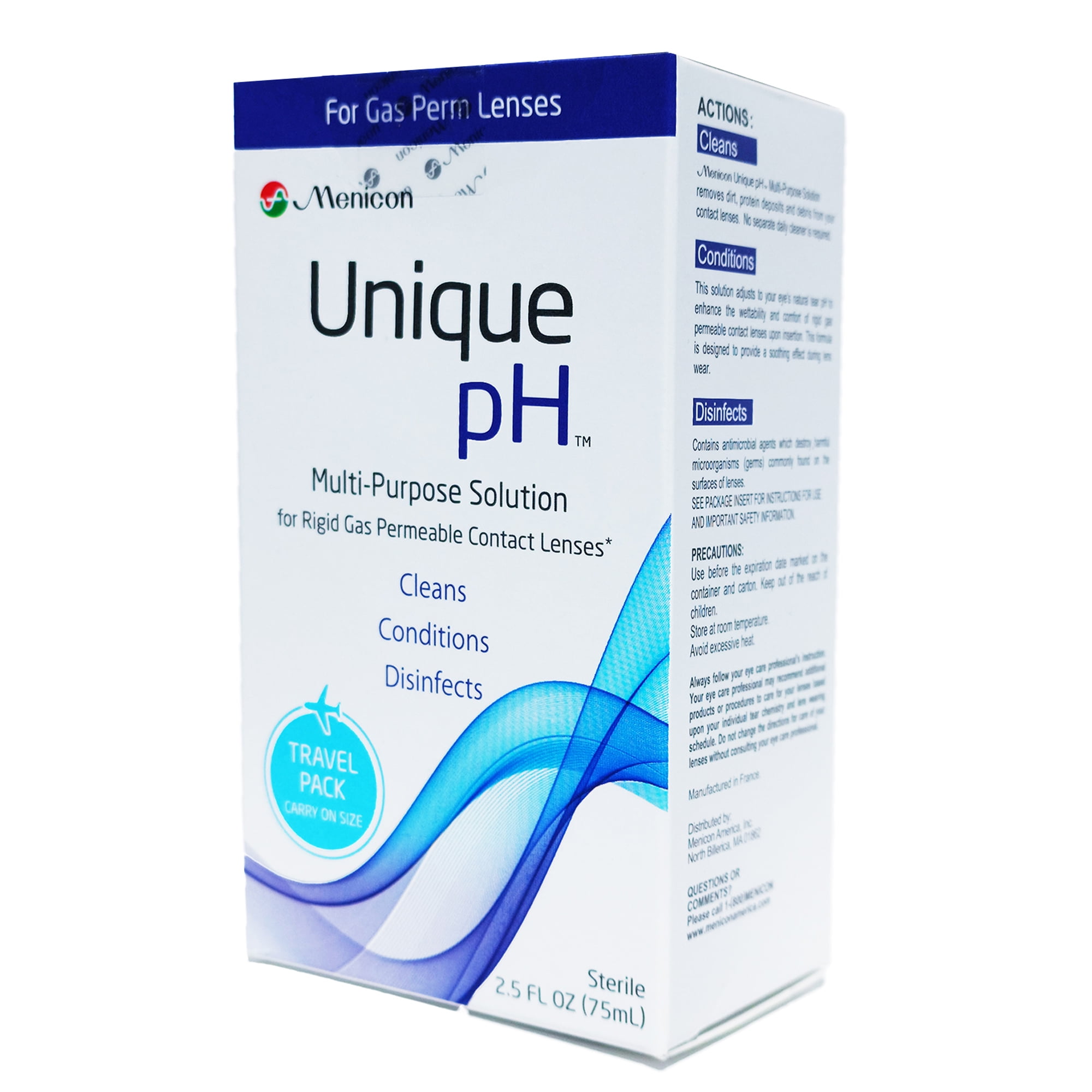 Menicon America Unique pH Multipurpose Solution for Gas Permeable Contact Lenses, 2.5 fl oz