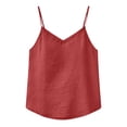 thumbnail image 4 of Womens Linen Tank Top Spaghetti Strap V Neck Camisole Top Solid Color Tank for Casual Wear Size 3XL, 4 of 4