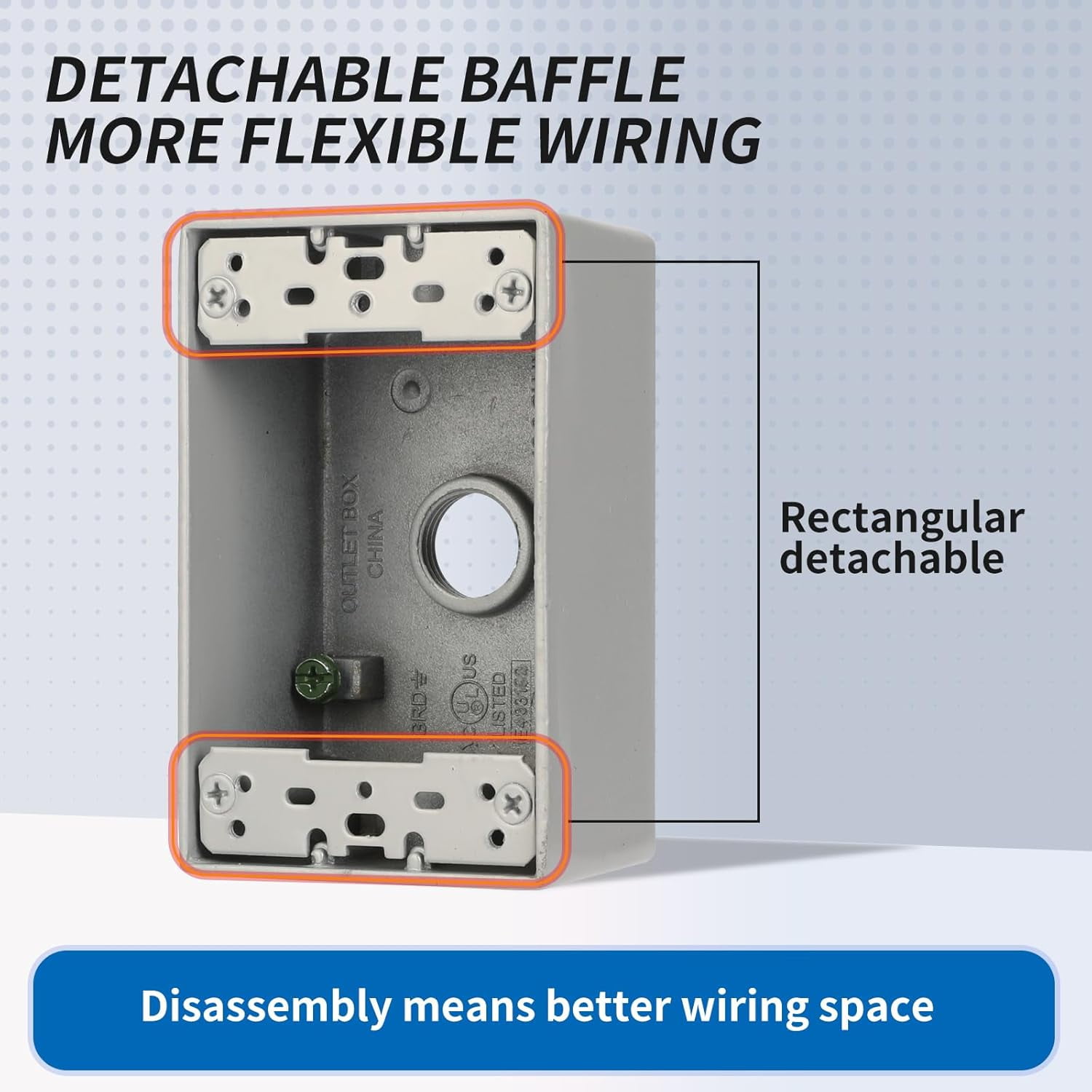 Weatherproof Outlet Box with Three 1/2-in Threaded Outlets,4-3/5-Inch Length by 2-5/6-Inch Width by 2-Inch Depth,1 Gang Electrical Outlet Box,CUL Listed,Gray(Pack of 9)