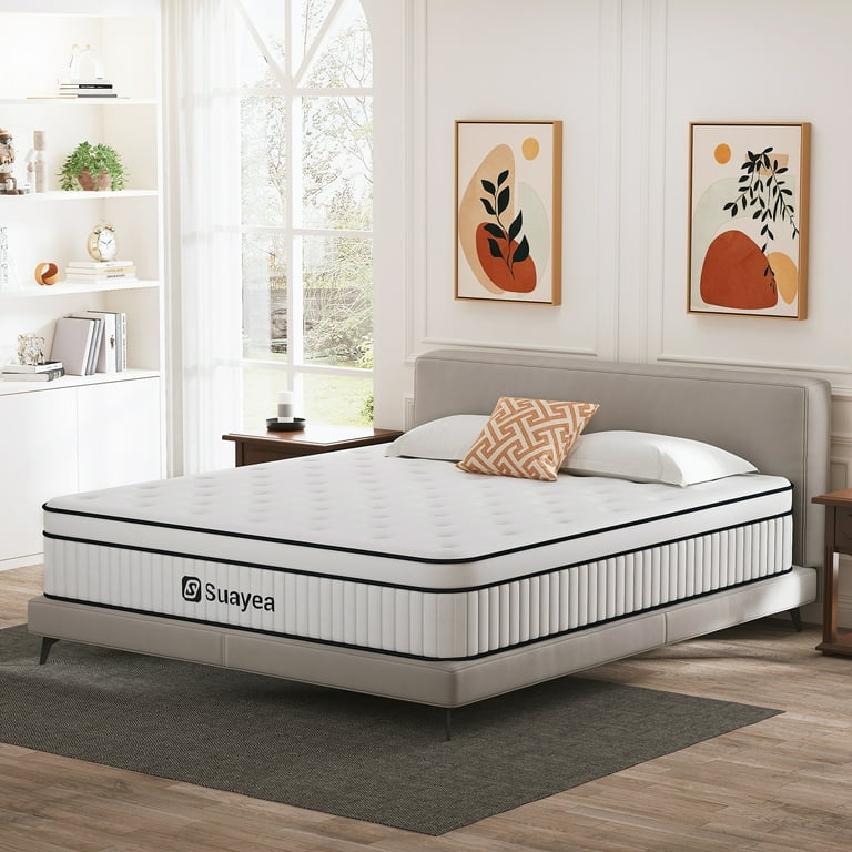 SUAYEA California King Mattress 14 Inch King Mattress in a Box Medium Firm Matterss with Pocket Spring and Soft Foam Ultimate Motion Isolation