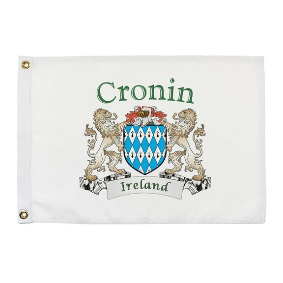 Cronin Irish Coat of Arms Small White Flag - 16"x10.5" inches