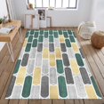 thumbnail image 1 of Modern Medieval Yellow Green Geometric Area Rugs, Abstract Nordic Art Home Decorative Rugs, Foldable Cozy Soft Living Room Decor Rug for Bedside Floor Living Room Study Room, 5x8ft, 1 of 7