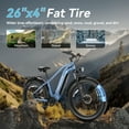 thumbnail image 6 of WOOKEN Electric Bike for Adults, 750W Ebike, 25MPH 60Miles Electric Mountain Bike, 26" Fat Tire Electric Bicycle with 48V 15AH Battery, Rear Rack, Lockable Suspension Fork,7 Speed,UL 2849, 6 of 11