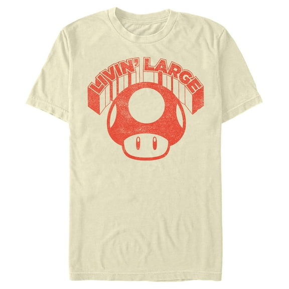 Men's Nintendo Livin' Large Distressed Power-Up Mushroom Graphic T-Shirt