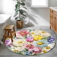 thumbnail image 3 of Round Rugs 3.3Ft, Spring Floral Round Area Rug Washable Indoor Throw Carpet, Farmhouse Elegant Flowers Watercolor Soft Non Slip Circle Rug for Laundry Room Patio Home Decor Aesthetic, 3 of 8