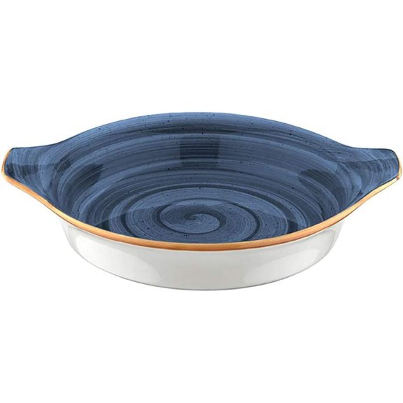 Dusk dia.9.75" h:1.75" 25 oz. Round Blue Porcelain Oven Dish