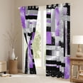 thumbnail image 3 of Manfei Female Men Geometric Plaid Rectangle Black Out Curtains,Abstract Gradient Curtains Pack of 2 (42x63 Each),Bling Glitter Bedroom Curtains,Luxury Bedroom Decor, 3 of 6