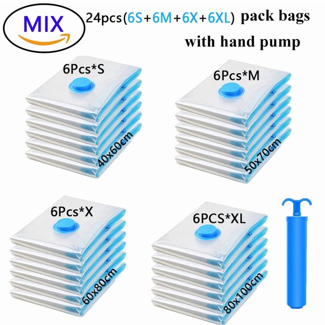 Space Saving Compressed Vacuum Storage Bags for Clothes and Bedding 12 Pack