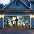thumbnail image 6 of Spooky Halloween Garage Door Banner 7x16 FT - Glow in Dark Bat Pumpkin Design, Weather Resistant Polyester Outdoor Decor for Yard, Party Photo Background, 6 of 6