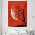 thumbnail image 1 of Modern Tapestry, Digital Nature Scene with Tree Windy Branches Crescent Moon and Stars Artwork, Wall Hanging for Bedroom Living Room Dorm Decor, 60W X 80L Inches, Red Black White, by Ambesonne, 1 of 2