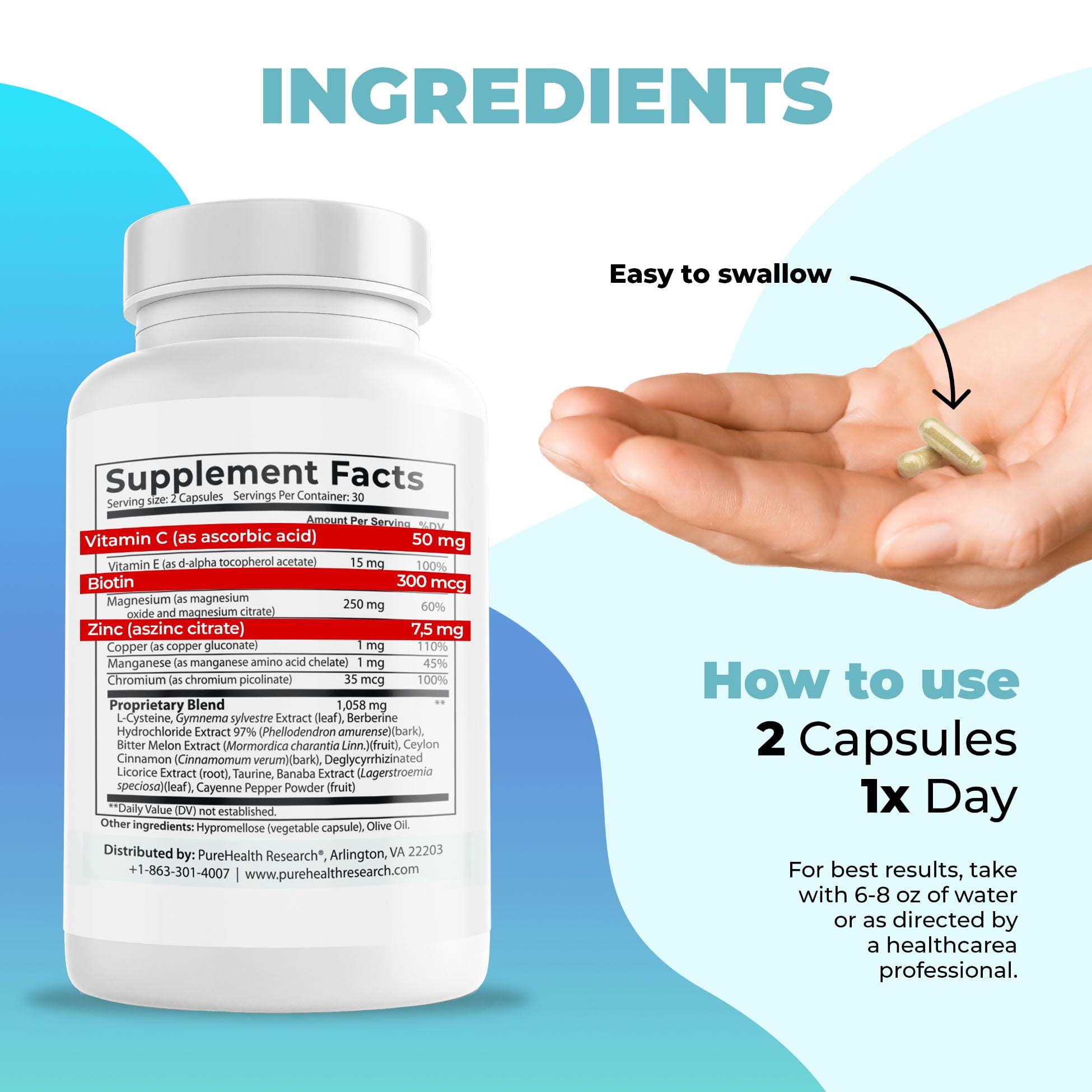 Blood Sugar Support Supplement by PureHealth Research; Support Metabolism, Energy & Glucose Levels