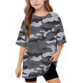 thumbnail image 2 of UQJfacai Girls T Shirts Oversized Short Sleeve Kids Summer Tops Teen Soft Casual Camo Graphic Crewneck Basic Tees 5-15 Years, 2 of 9