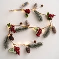 thumbnail image 2 of Clearance! 4FT Lighted Christmas Garland Pre Lit With LED Lights Battery Operated Rustic Christmas Garland Decorated With Red Berries Pineneedle For Mantle Stairs Wall, 2 of 9