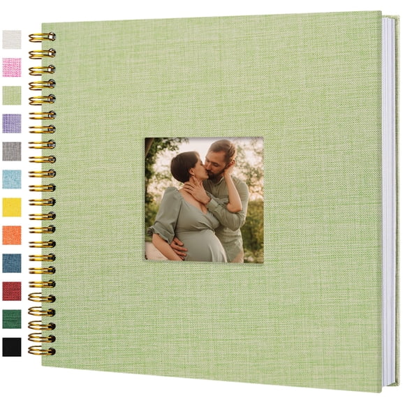 Álbum de fotos Hiwhy, 30 x 30 cm, funda de lino, 80 páginas, color verde