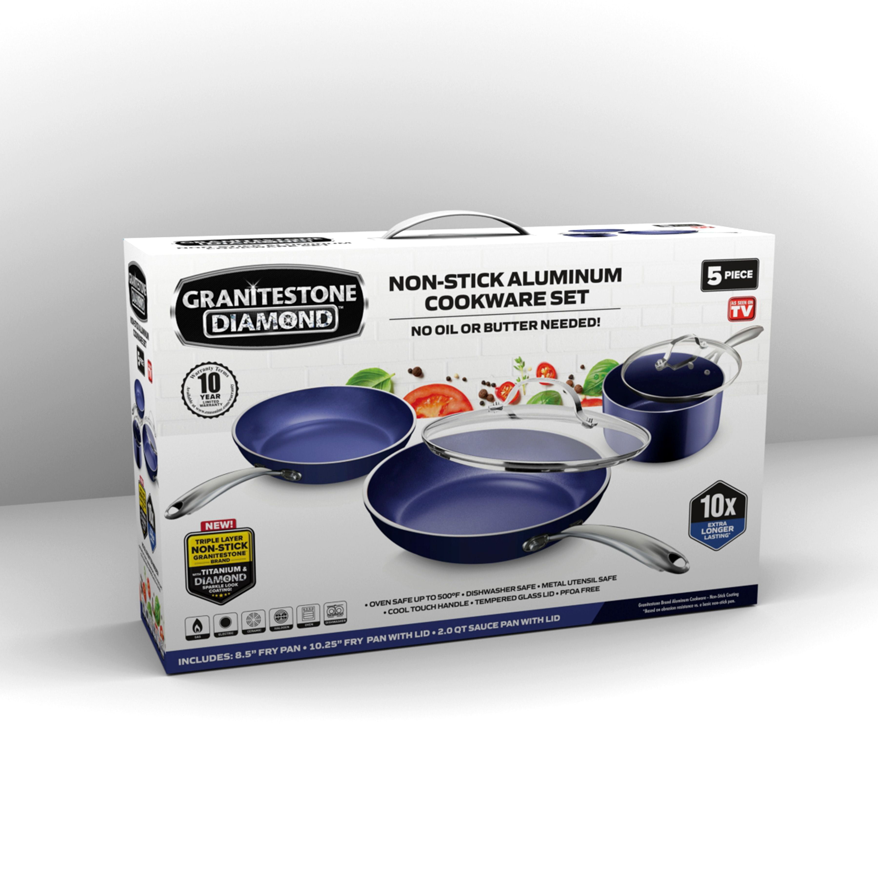 GraniteStone Blue Stainless Steel Nonstick Pots and Pans Set - 5 Piece -  20373051
