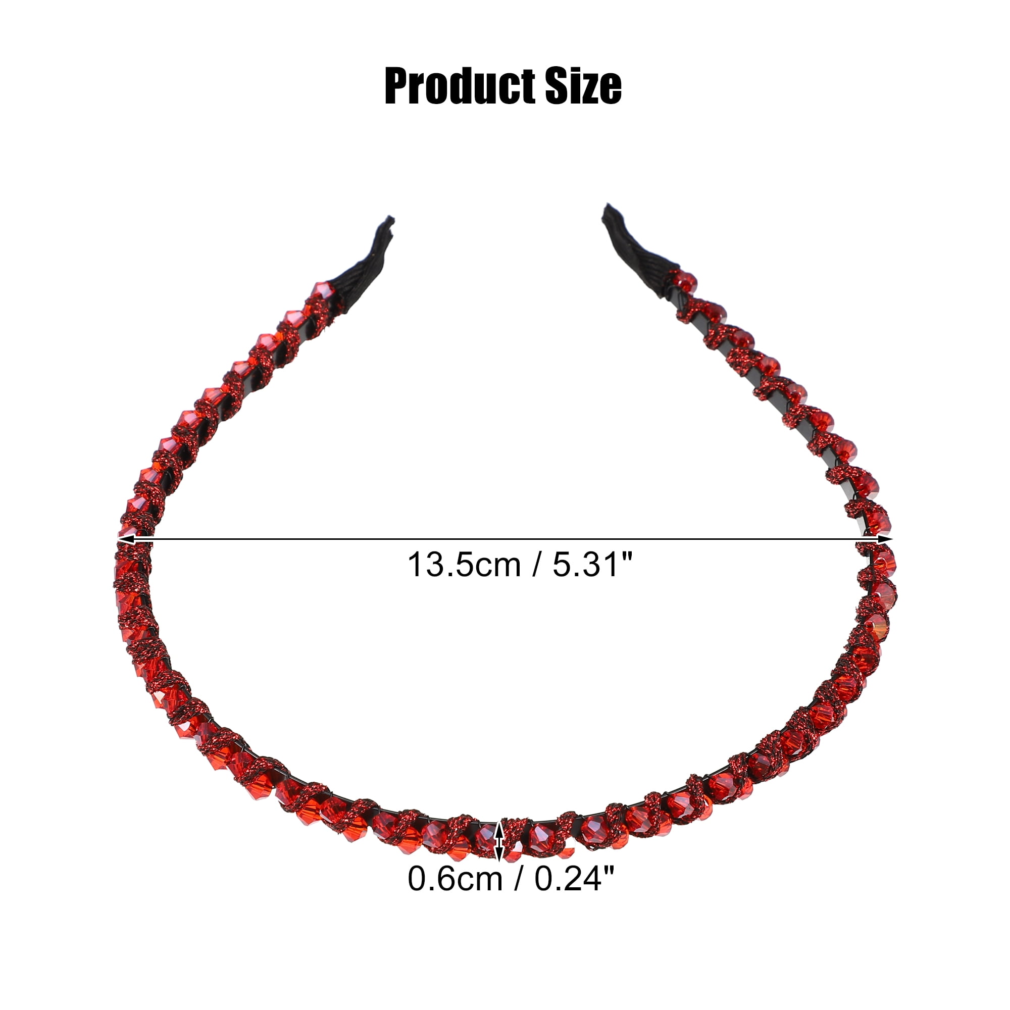 Unique Bargains 1 Pcs Rhinestone Hair Hoop Headband for Women 0.24 Inch Wide Red