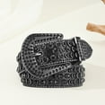 thumbnail image 3 of YAOBAMM Women Faux Leather Belt Shining Rhinestones Unisex Leather Jeans Belt Adjustable Hip Hop Punk Rock Style, 3 of 6