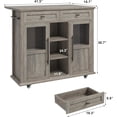thumbnail image 4 of WALYWIK Foldable Kitchen Island Cart with Wheels, 2 Glass Doors, Spice Rack & Towel Holder – Compact Mobile Storage Cart for Small Kitchens, Dining Rooms, Camping & RVs - Grey, 4 of 8