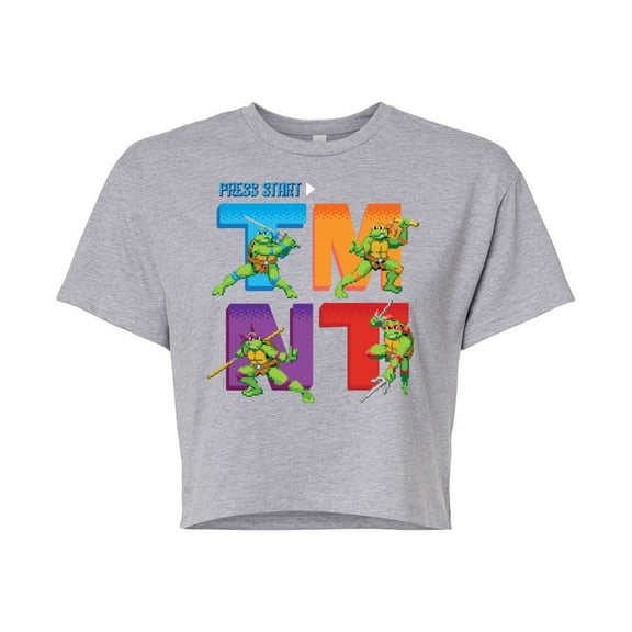 Teenage Mutant Ninja Turtles - Press Start Grid  - Juniors Cropped Cotton Blend T-Shirt