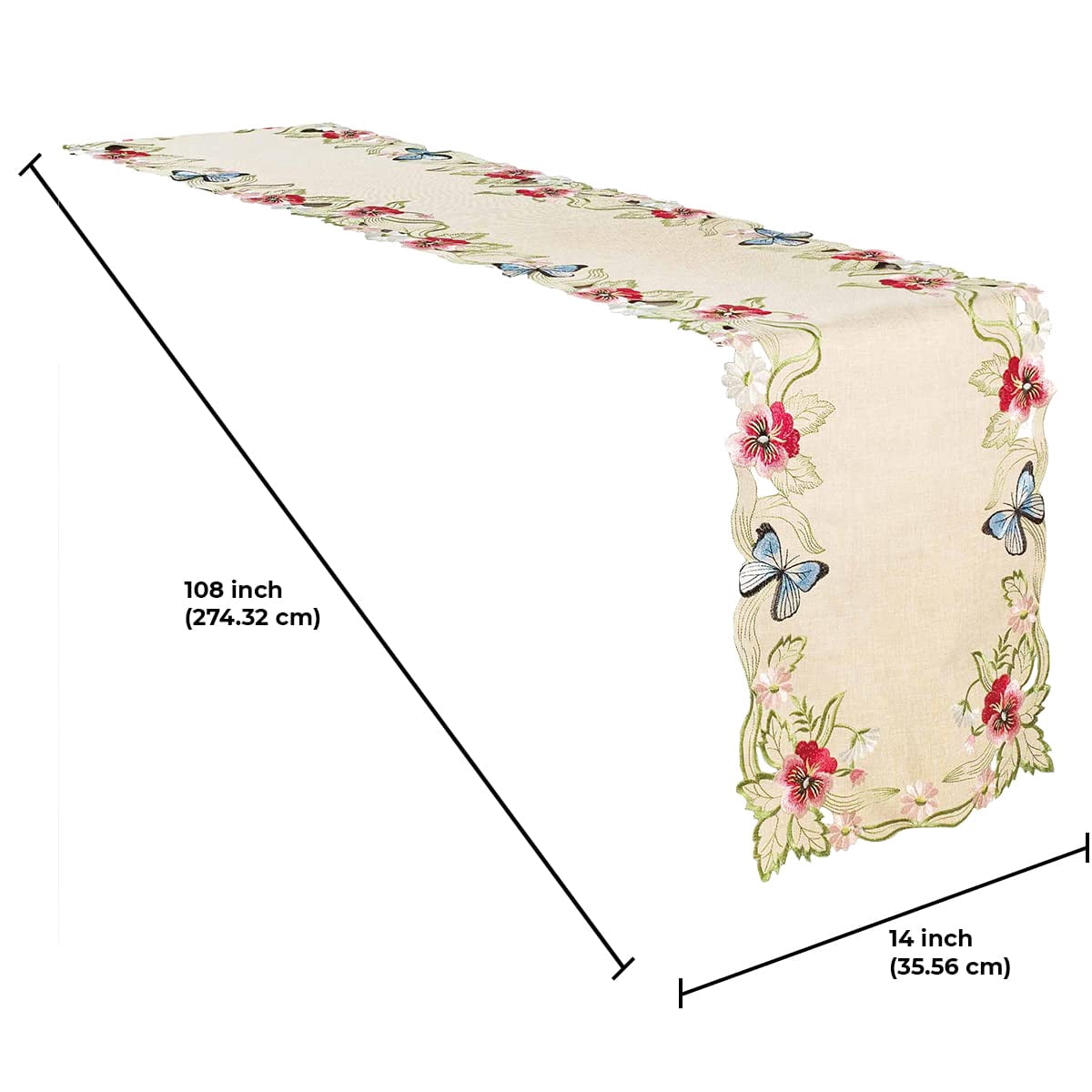 Table Runner for Dining Table, Gold Lace Table Linen, 14x108 inches - The Maliana Collection - Home Decor