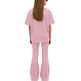 thumbnail image 5 of Ugoldhm Girls 2-Piece Trendy Set, Oversized Short Sleeve T-Shirt & High Waist Flare Leggings, Sizes 8-13 Years, 5 of 6