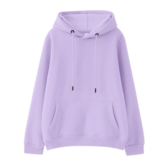 FAOWME Kids Children Girls Boys Winter Long Sleeve Pocket Sweatshirt Hoodie Pullover Tops Clothes Solid Color Purple 2-3 Years