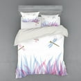 thumbnail image 2 of Ambesonne Abstract Bedding Set 3 Pcs, Dragoflies on, Twin XL, Violet Pink and Blue, 2 of 3