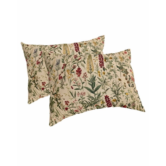 Rustic Botanical Pillow Covers King Size 2 Pack, Vintage Floral Wildflower Soft Bed Throw Pillowcases Breathable Cooling Long Lumbar Body Pillow Sham Cover for Bed Sofa 20''x36''