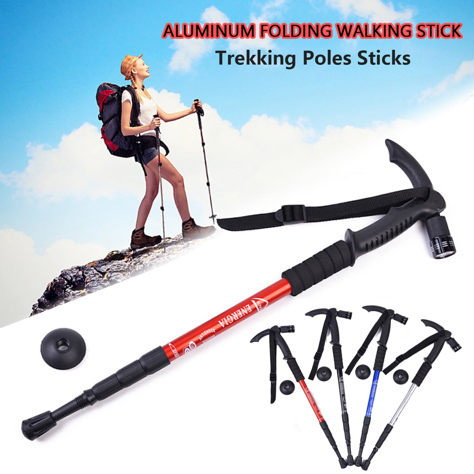 Details about   Camping Walking Stick Telescopic Hiking Stick Aluminum Foldable Hiking Poles 