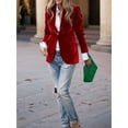 thumbnail image 6 of Women'S Velvet Blazer Single Button, Elegant Faux Pocket Office Coat Lapel for Work Formal Red XXL, 6 of 8