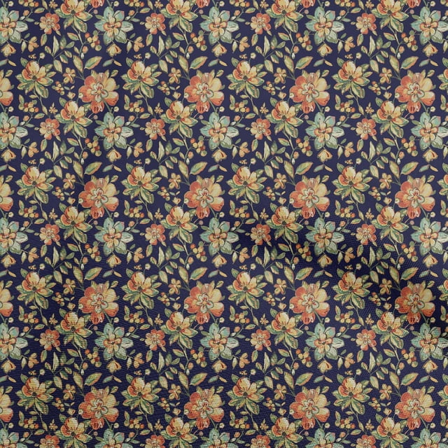 oneOone Rayon Navy Blue Fabric Floral Craft Projects Decor Fabric Printed By The Yard 56 Inch Wide
