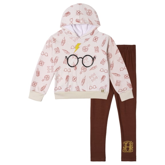 Harry Potter Big Girls' Fleece Hoodie and Leggings Set Harry Potter Pink Red