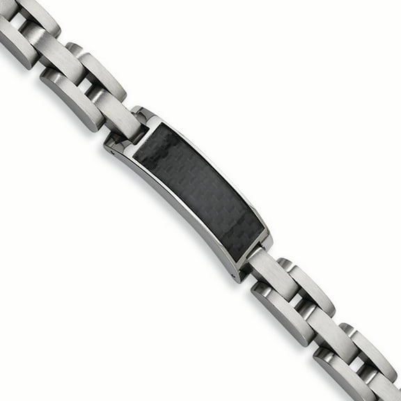 Stainless Steel Black Carbon Fiber 9in Bracelet