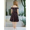 thumbnail image 2 of KISSMODA Girls Dress Casual Round Neck A Line Ruffle Sleeve Knee Length Dresses 4-13 Years, 2 of 4