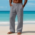 thumbnail image 2 of Dresfit Men's Linen Pants Summer Drawstring Wide Leg Pants Big and Tall Open Bottom Y2k Trousers Lightweight 2026 Breathable Baggy Slacks Gray 3XL, 2 of 6