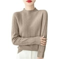 thumbnail image 3 of Juslio Women Sweaters Cardigans Women Tops Solid Crew Neck Long Sleeve Knit Brown, 3 of 3