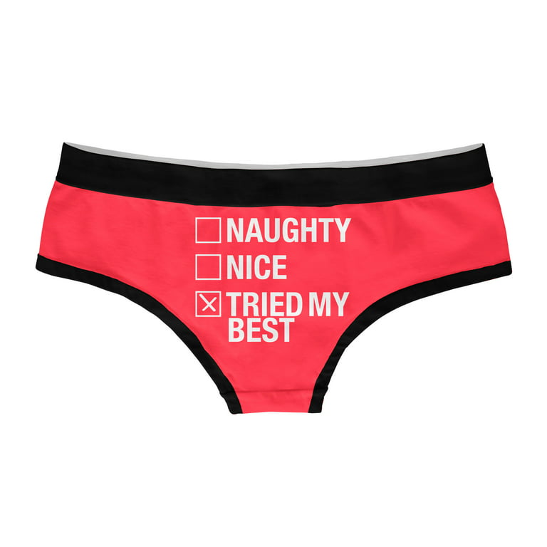 Womens Naughty Nice Tried My Best Panties Funny Christmas Bikini